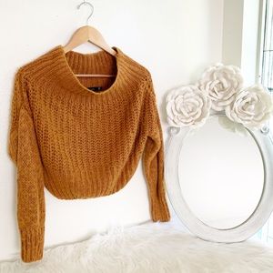 Burnt Orange Cropped Knit Sweater
